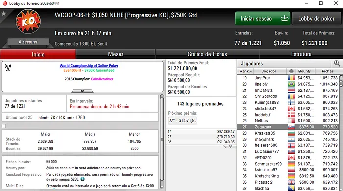 WCOOP: Vários Lusos já Premiados e no Dia 2 do Evento #6 e #7 102