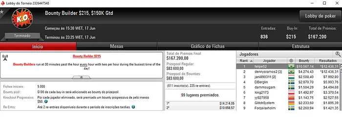 PokerStars: Thiago Crema Vice no Bounty Builder High Roller & Mais 102