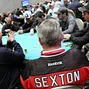 Mike Sexton and his New Jersey Devils jersey on Day 1b of the 2014 WPT Borgata Winter Poker Open Main Event