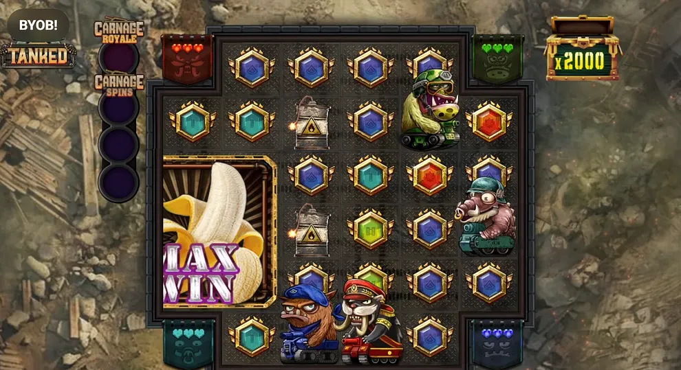 Max Win symbol displayed on Tanked slot