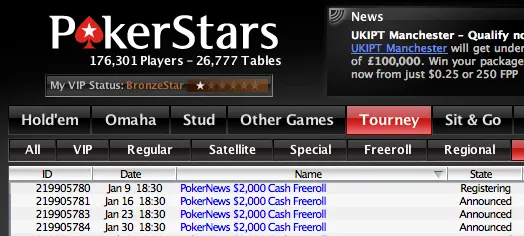 ,000 Cash Freerolls Exclusivos para Jogadores PokerNews na PokerStars 101