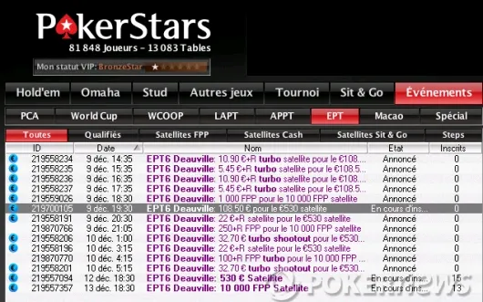 PokerStars EPT Deauville 2010 : Calendrier des tournois et satellites 102