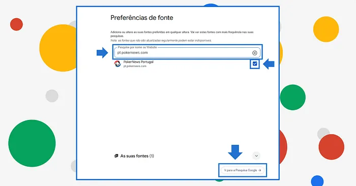 Adicionar PokerNews Portugal como fonte preferida no Google