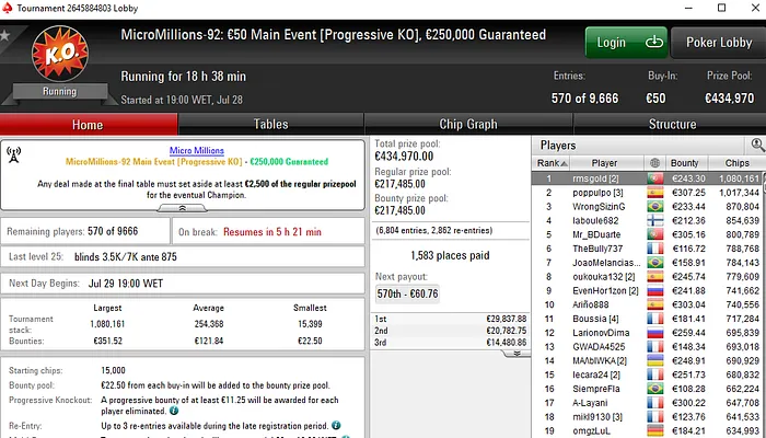 Lobby de poker da PokerStars