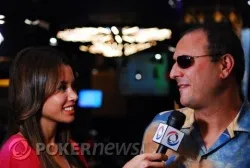 Harry Demetriou chats with PokerNews reporter Annette Melton