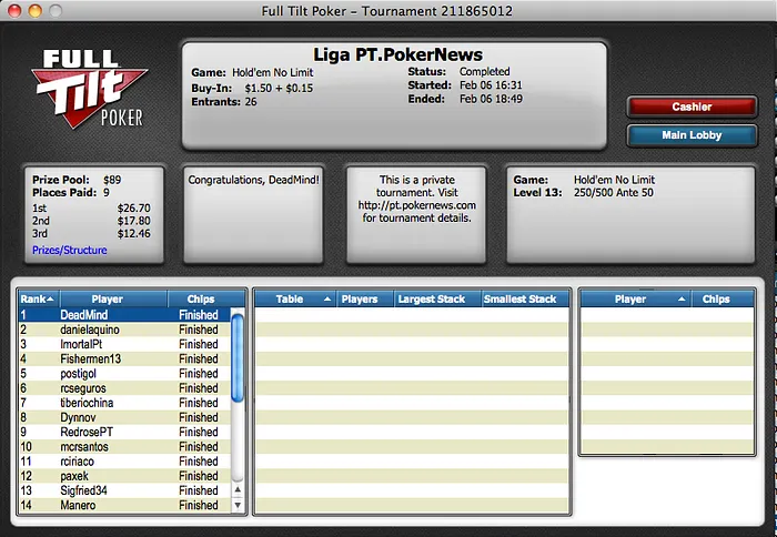 DeadMind Venceu na Liga PT.PokerNews 101
