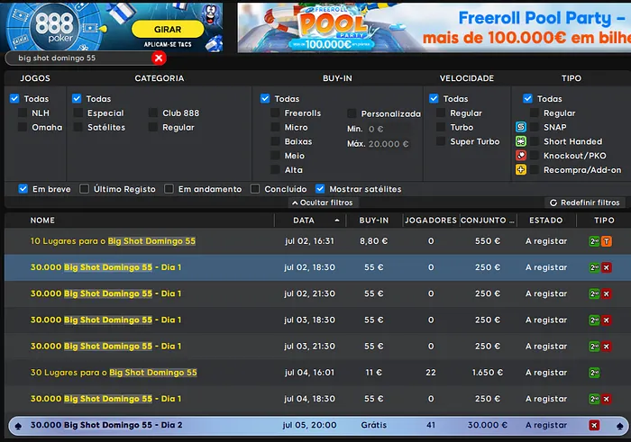 big shot domingo 55 888poker