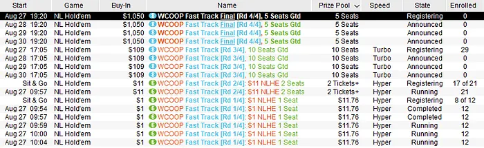 PokerStars WCOOP Fast Track