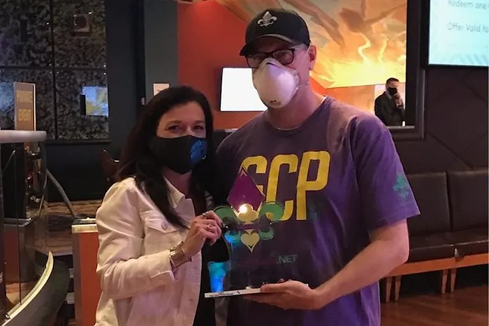 Chris Read and her husband.