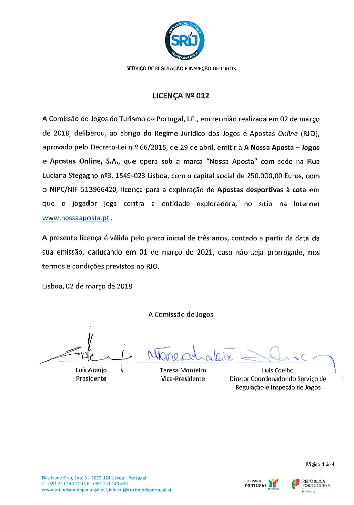 A Nossa Aposta Recebe 12ª Licença de Jogo em Portugal 101