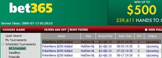 Torneios 0 Adicionados na bet365 – Exclusivo PokerNews! 101