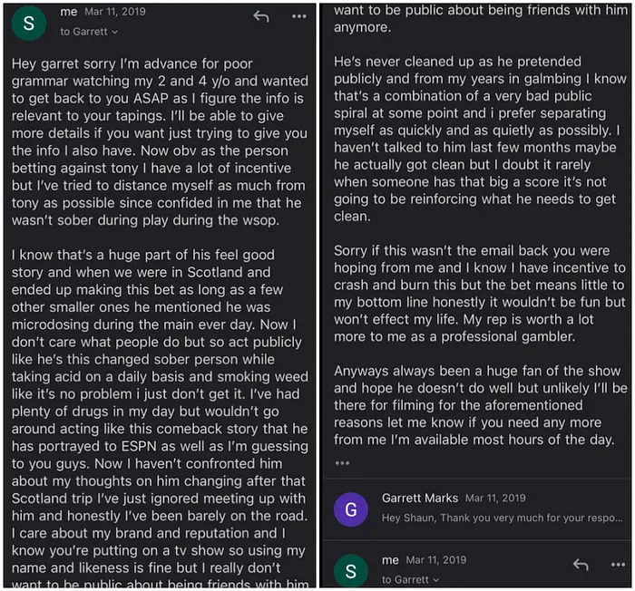 Deeb's email to ANW producer.