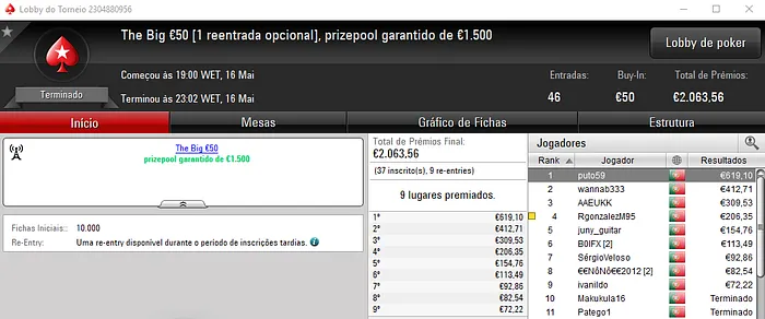 PokerStars.pt: vampi18 Conquista o The Hot BigStack Turbo €50 103