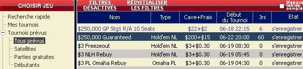 Tournoi  Million Garantis sur Poker770 le 13 septembre 102
