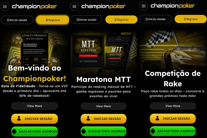 ChampionPoker no celular