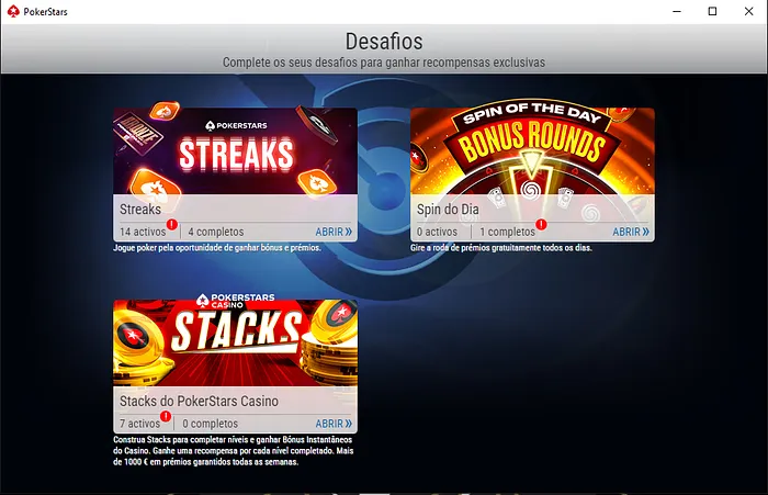 Janela de desafios PokerStars.pt