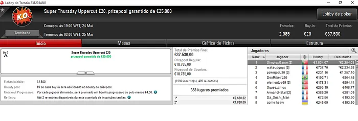 SimplesGame Arrecada Mais de €4,000 no Super Thursday Uppercut €20 101
