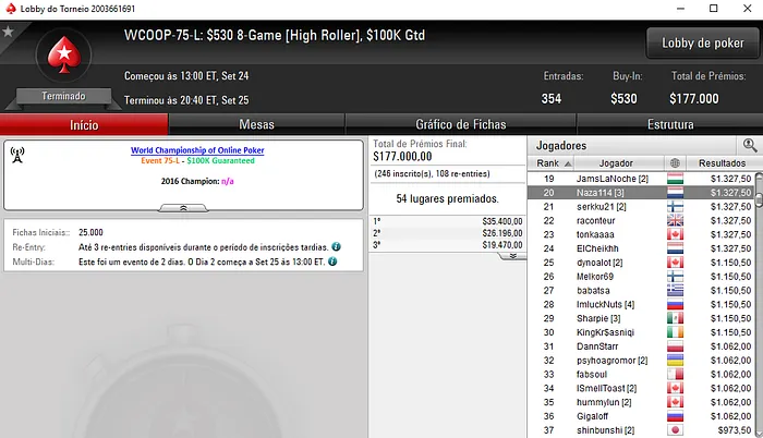 WCOOP 2017: Zagazaur foi o Melhor Luso no Main Event 103