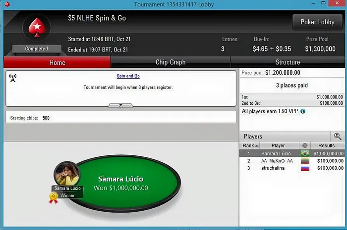 Samara Brito Acerta Spin'n'Go de  Milhão no PokerStars e Crava!!! 101