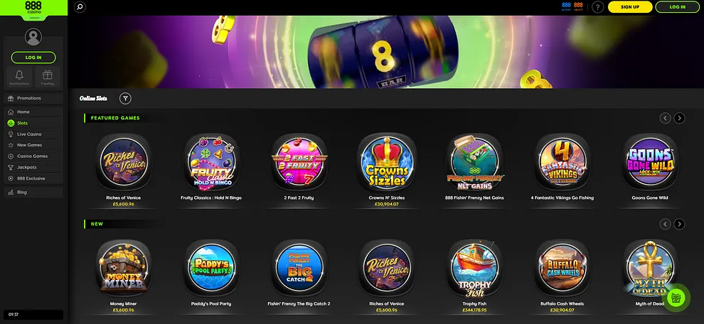 Latest slot releases at 888casino.