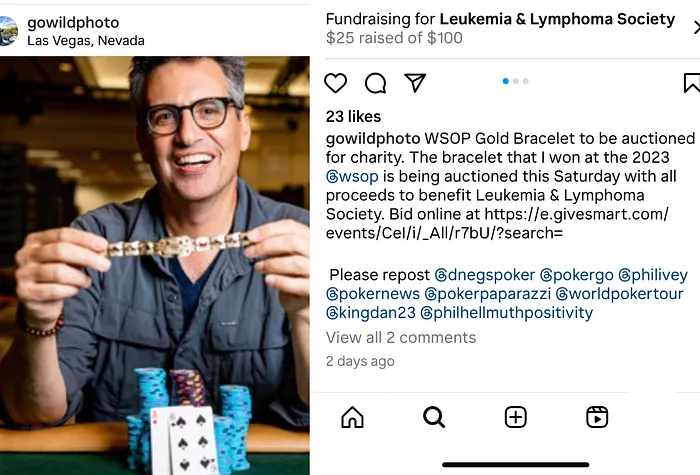 An Instagram post by bracelet winner Paul Berger