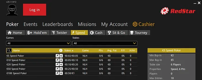 Speed Poker na RedStar Poker