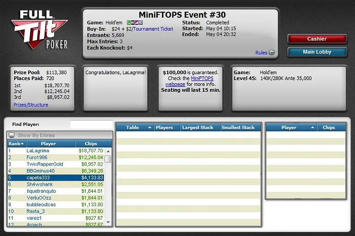 Terminaram as MiniFTOPS: André "capeta333" Bilenki Fez Última Mesa Final Brasileira 101