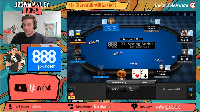 Newest 888poker Streamer, Josh Manley, into the Main