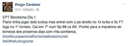 EPT Barcelona: Diogo Cardoso 7º no Evento #8 €1k NL Turbo (€7,580) 101