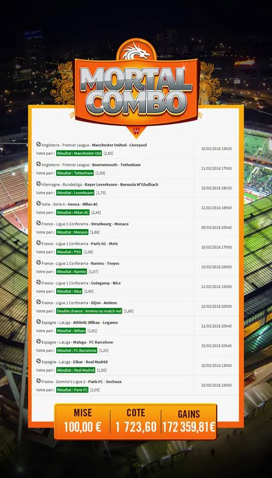 Betting : Une cote à 1723 et un gain à 6 chiffres sur Winamax 101