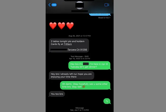 Troca de mensagens entre Wiszowaty e o jogador que ele venceu heads-up