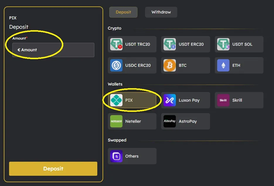 deposito pix championpoker