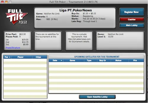 VI Jornada da Liga PT.PokerNews às 21:30 na Full Tilt Poker 101