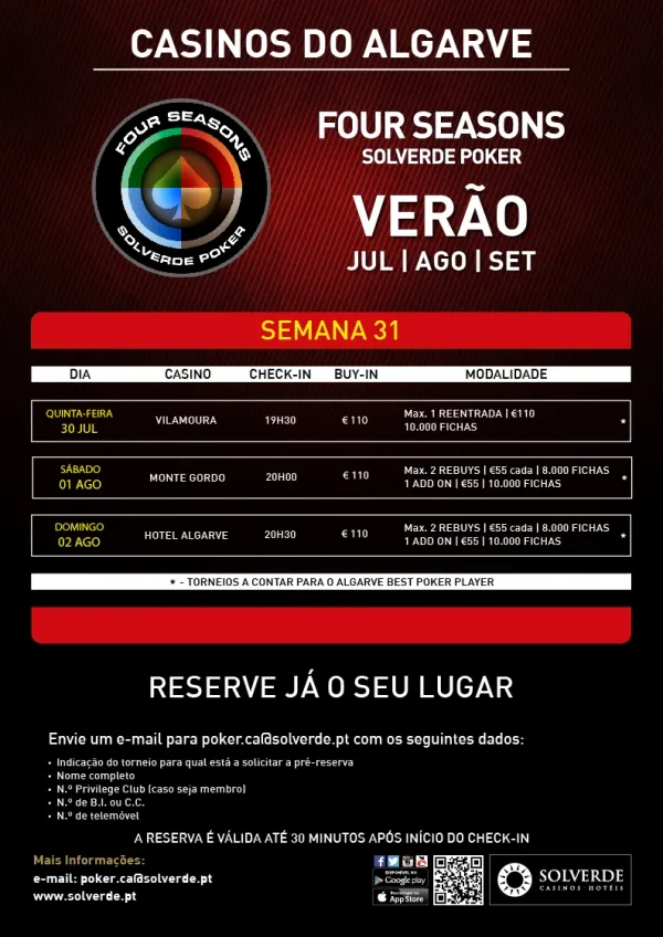 Poker ao Sol - Calendário Semanal Four Seasons Verão 101
