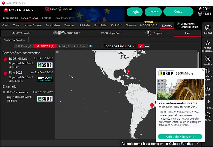 Satélites do BSOP Millions no PokerStars