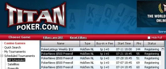 0 Cash Freerolls Exclusivos Regressam à Titan Poker 101