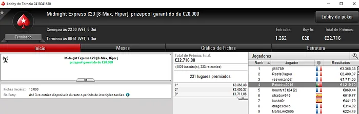 Saturday Night Fever para PedroHM e Peixinho2016 na PokerStars.FRESPT 102