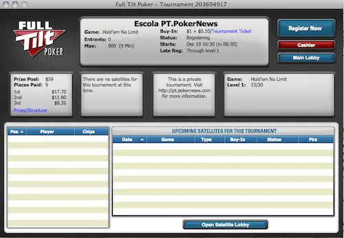 Liga PT.PokerNews às 21:30 na Full Tilt Poker 101