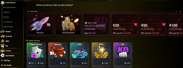 ChampionPoker lobby leaderboards missoes