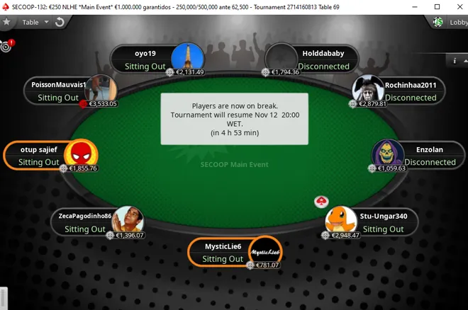 Mesa final do SECOOP Main Event 2019