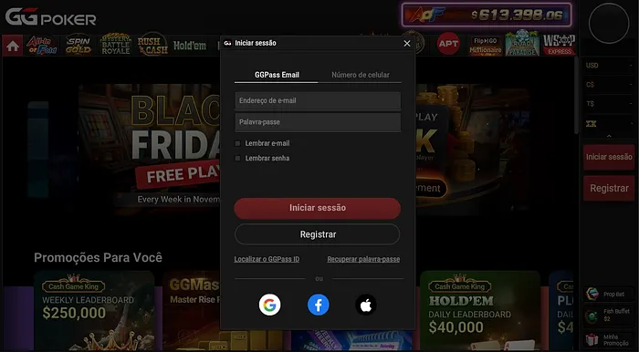 Fazer login GGPoker