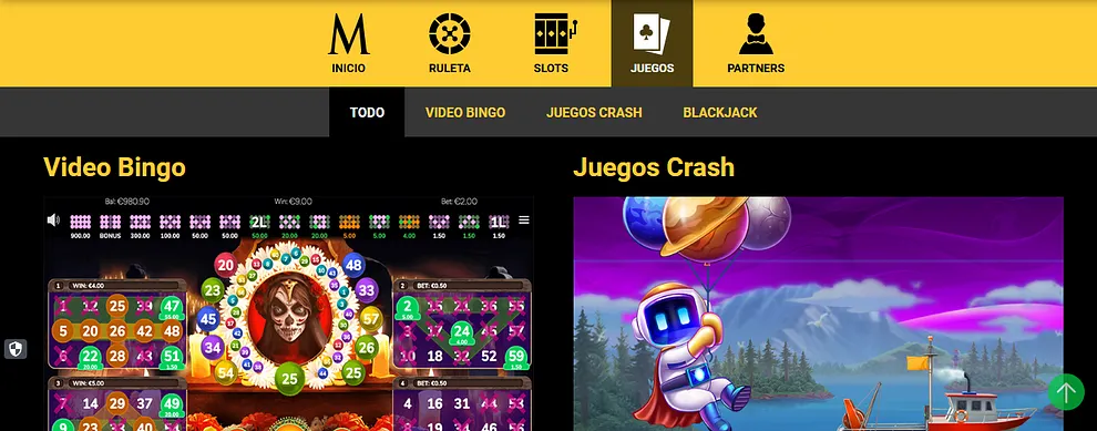 Juegos de mesa, crash y más en Mega Casino
