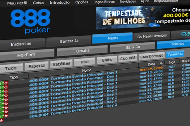 €400K GTD Main Event Tempestade de Milhões começa hoje na 888poker