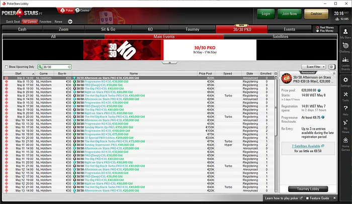 torneios 30/30 PokerStars.pt