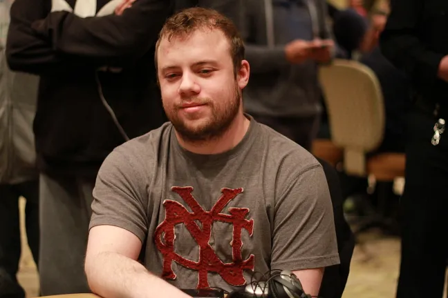 Dan Dizenzo at the moment he realized his tournament ended one spot short of the money