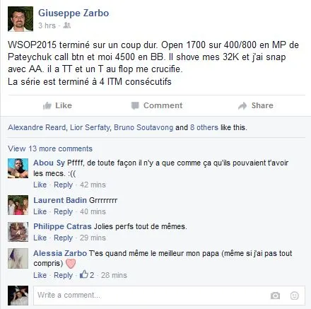 Main Event : Fin de série pour Giuseppe Zarbo et Ronnie Bardah 101