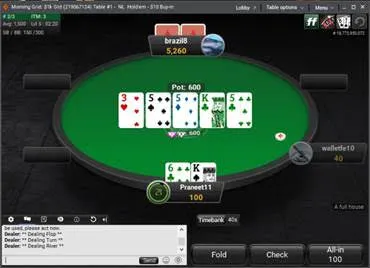 partypoker tournament table