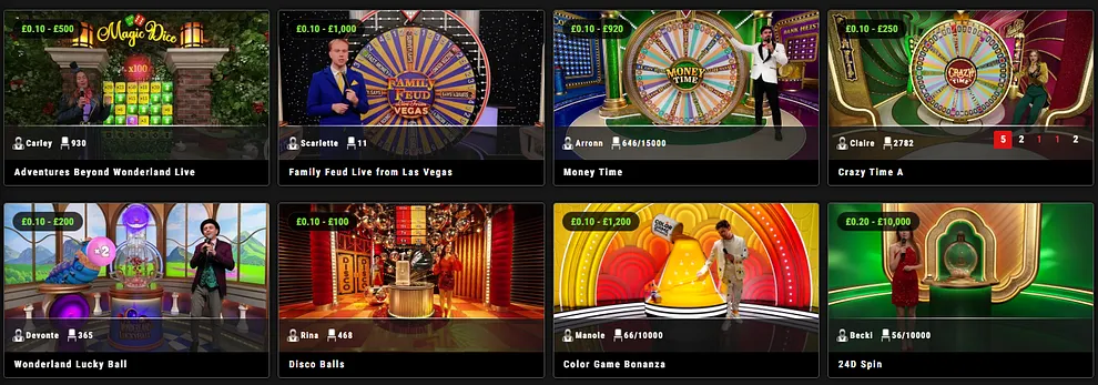 Live Game Shows on 888