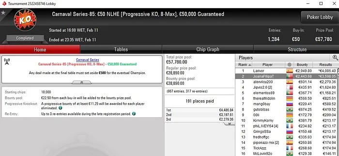 Lobby de poker da PokerStars
