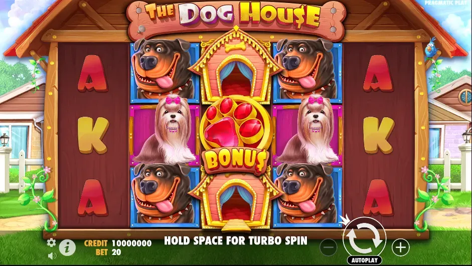 Screenshot of a base game spin on Dog House slot